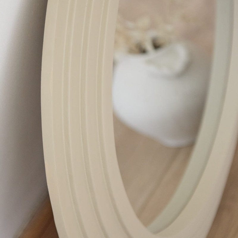 70cm Wooden Mirror, Taupe, Round