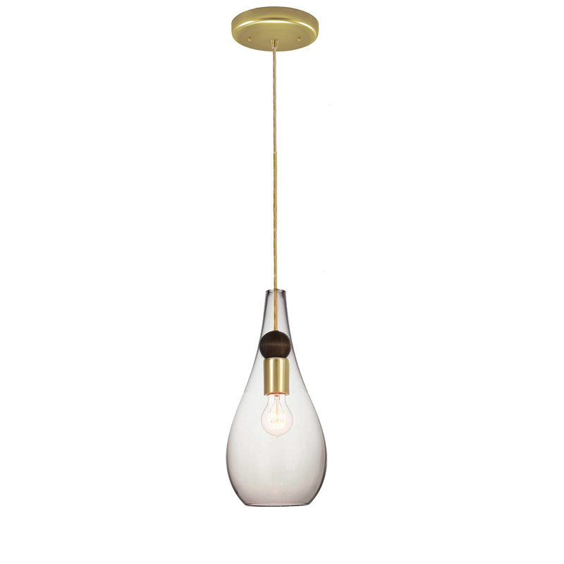 Luminaire suspendu en forme de larme à 1 lumière Earth, Noir / Laiton