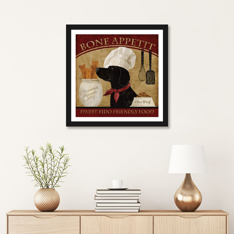 «Bone Appetit» par Conrad Knutsen - impression sur toile tendue, H 24 po x l 24 po x P 1 po, Papier avec cadre noir