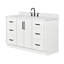 Meuble-lavabo rectangulaire simple de 60 pouces avec comptoir en quartz blanc de Carrare de 1,5 pouce d'épaisseur.-1094127146-1094127151