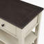 Console rétro avec deux tablettes ouvertes, structure en bois de pin massif et pieds pour le salon (espresso et beige)-378480642-378480643