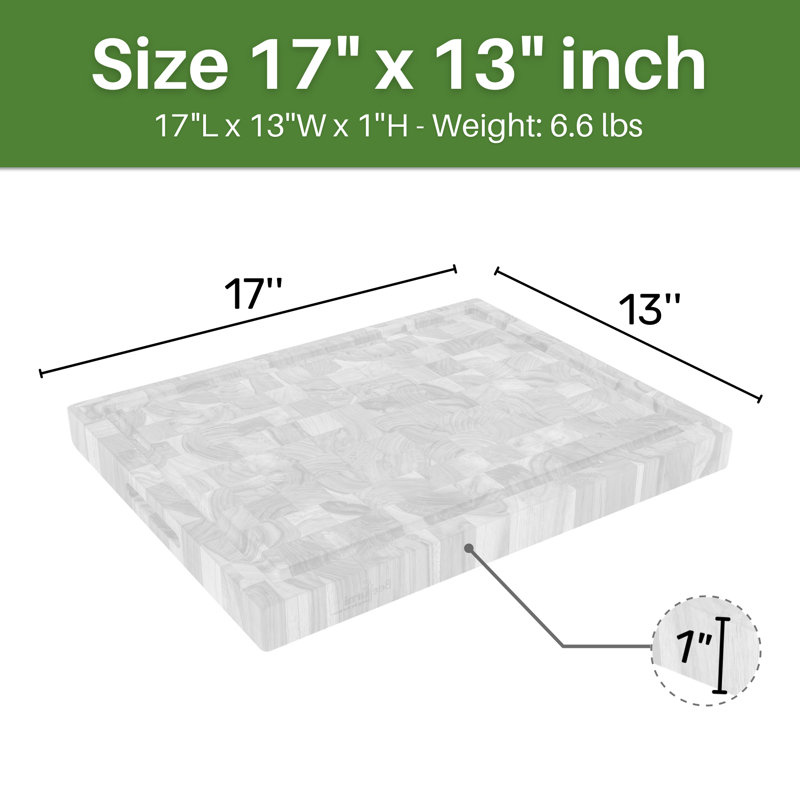 BEEFURNI Teak Wood End Grain Cutting Board, 17" L x 13" W
