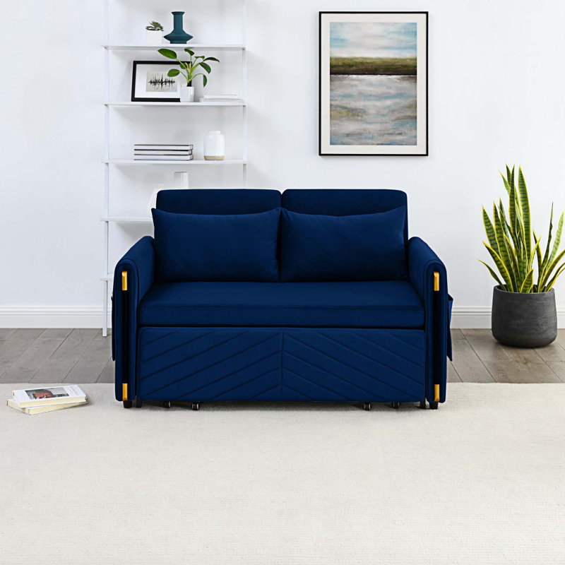 Reshika 54'' Velvet Sofa, Blue Velvet
