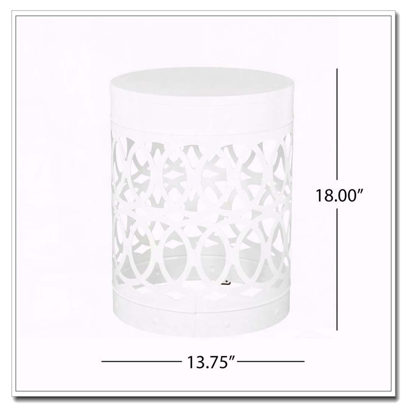 Table de bout d'extérieur en métal, Blanc, 1