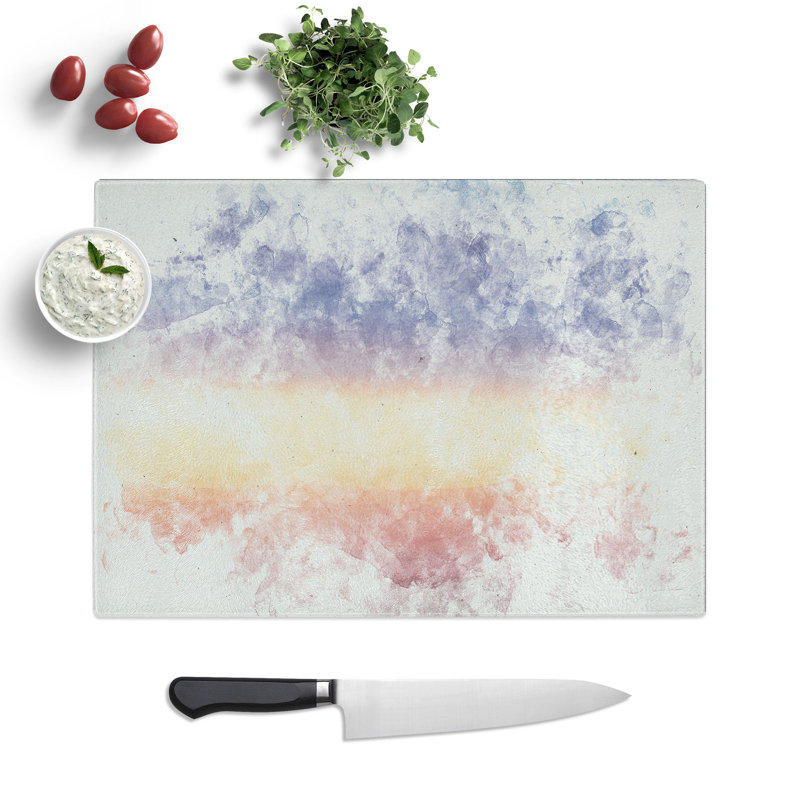 Tempered Glass Cloud Stripes Chopping Board, 20 cm x 28.5 cm