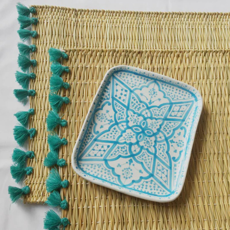 Napperon Lola avec pampilles, Turquoise
