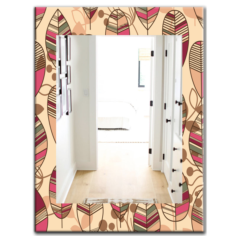 Miroir décoratif bohémien et éclectique rétro autum floral, H 39,4 po x l 29,5 po