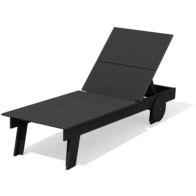 Chaise longue Plantation à larges lattes en PEHD, Noir
