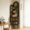 Armoire d'angle Vintage, bois de frêne massif avec portes en verre cannelé, étagère de rangement autoportante, assemblage facile
