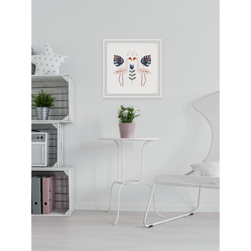 Flamingo Twin - Single Picture Frame Painting, 30cm H x 30cm W x 3.81cm D