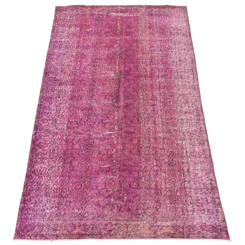 Tapis rose foncé en laine noué à la main de conception unique 2000 pi 5 pi 6 po x 8 pi 7 po Odalomen
