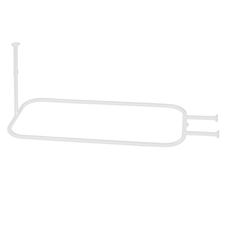 Tringle de rideau de douche fixe en forme de D, Blanc