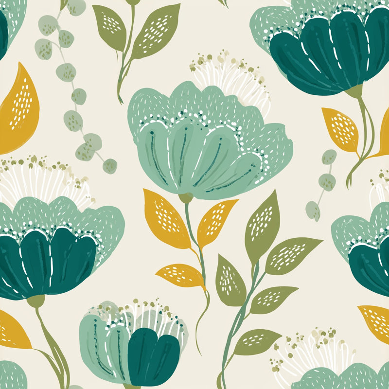 Papier peint botanique scandinave amovible, Peler et coller