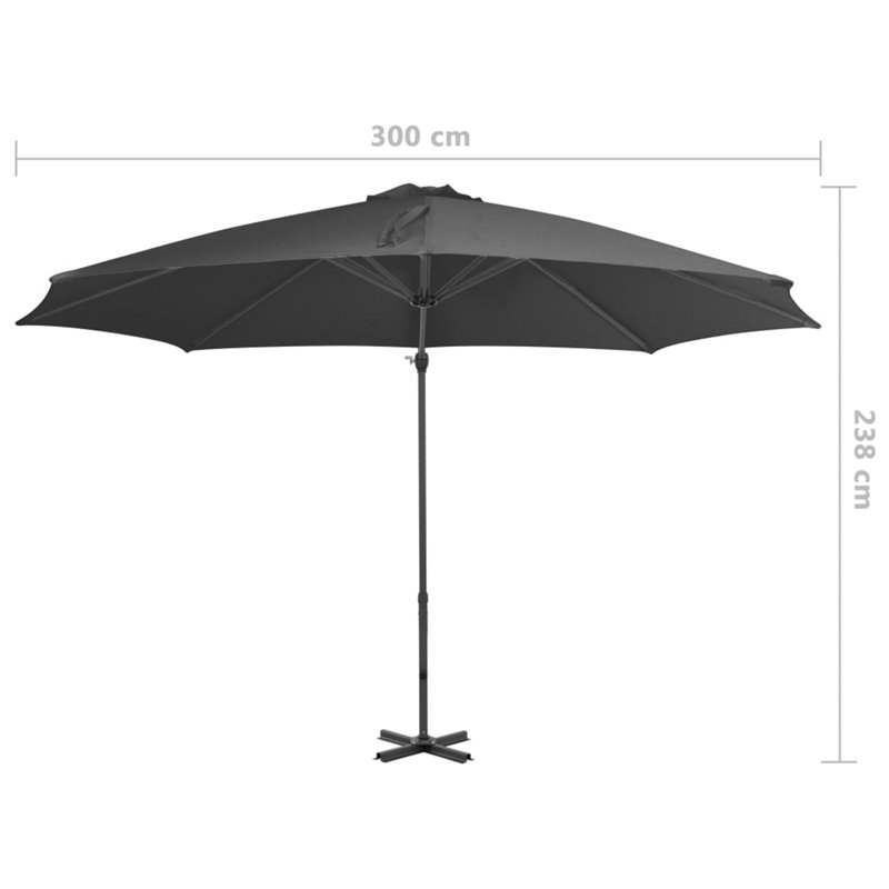 Zayne 300cm Cantilever Parasol, Anthracite