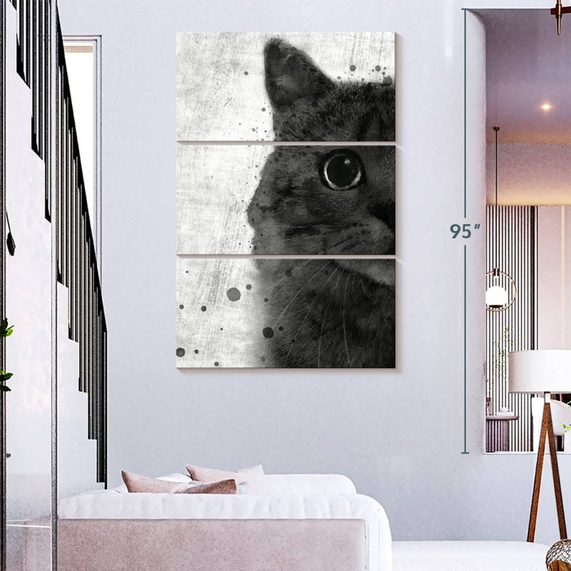Brampt Black And White Cat, 74" H x 48" W