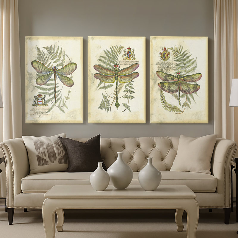 Regal Dragonfly II (PP)   -Custom Wrapped Gallery Canvas - 3 Pieces, 36" H x 72" W