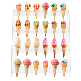 Ice Cream Cone Holder Waffle Cone Holder 4 Holes Decorative Cone Rack Cone  Treat Holders Clear Acrylic Display Stand for Wedding Restaurant