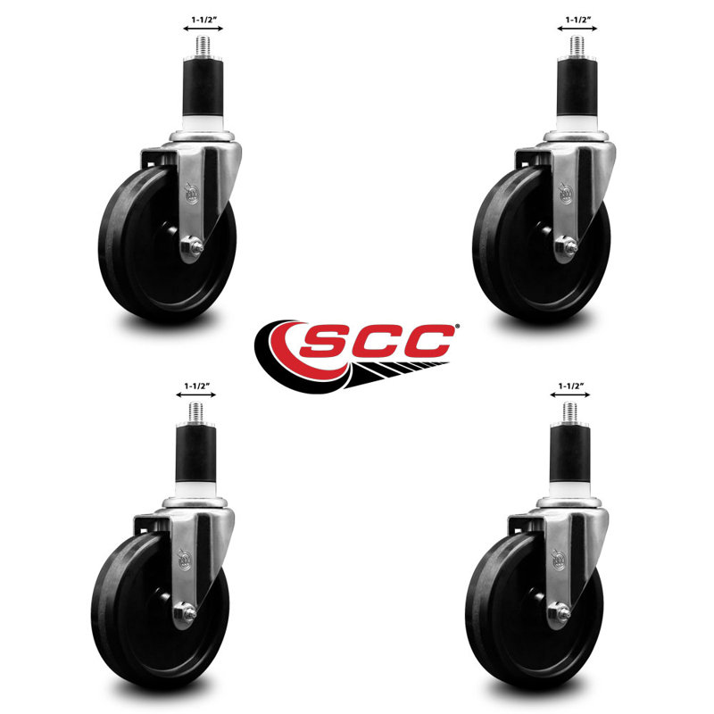 Phenolic Wheel Swivel 1-1/2 Inch Expanding Stem Caster Set SCC