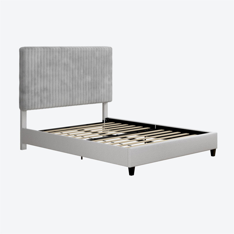 Platform Frame Bed with Adjustable Tufted Headboard, Queen