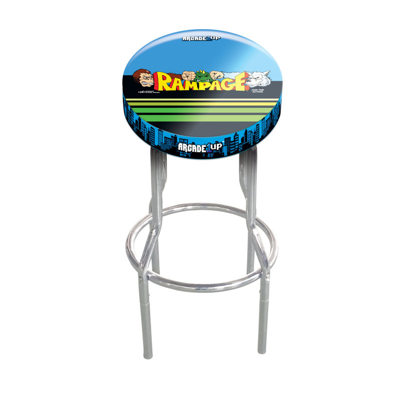 Adjustable Chrome Rampage Gaming Bar Stool with Foam Padding