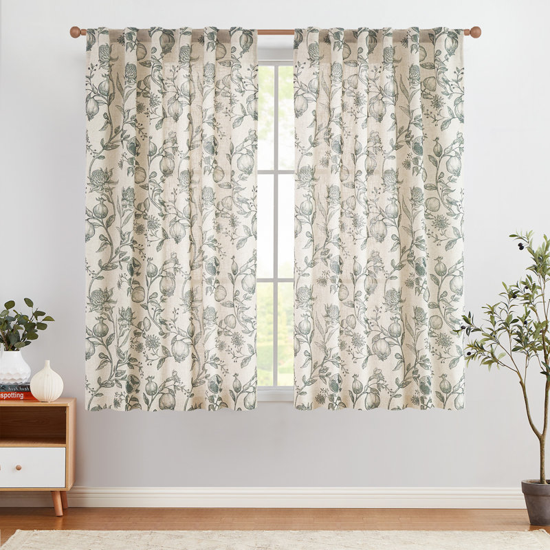 Paire de rideaux obscurcissant en lin Nathnael, Vert foncé, L 50 po x L 63 po