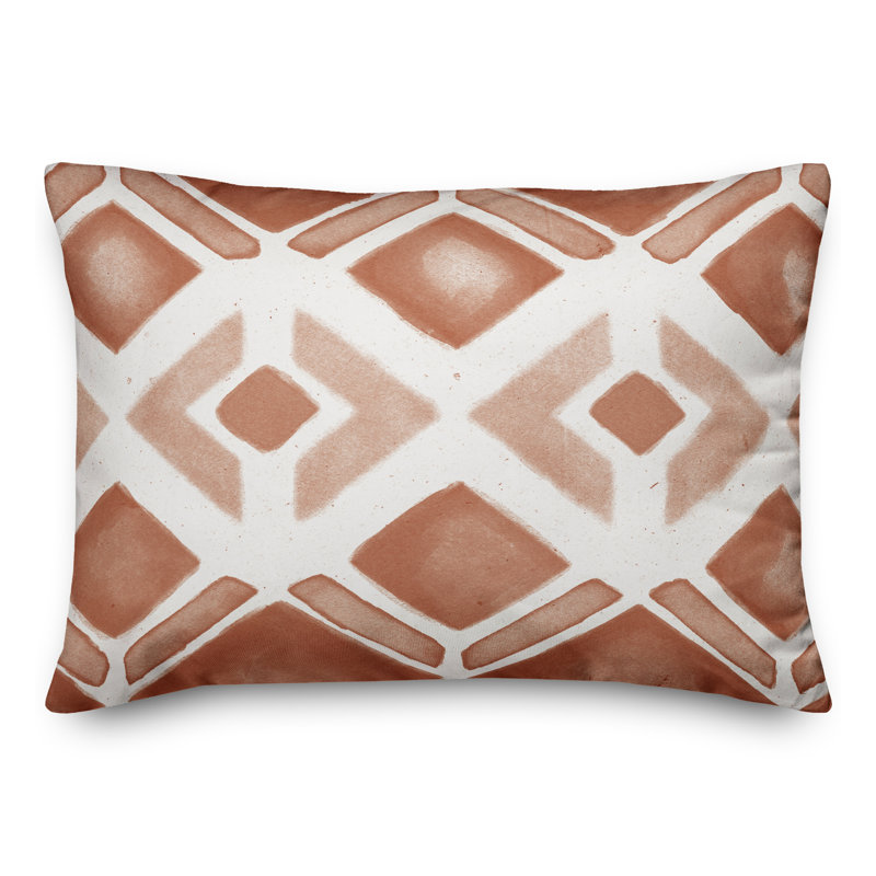 Geometric Outdoor Reversible Throw Pillow, Orange/Red