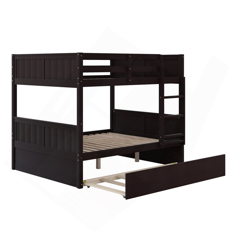 Lit superposé double au-dessus de double avec lit gigogne simple, Espresso