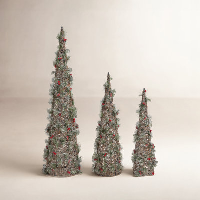 3-Piece Lighted Cone Tree Set
