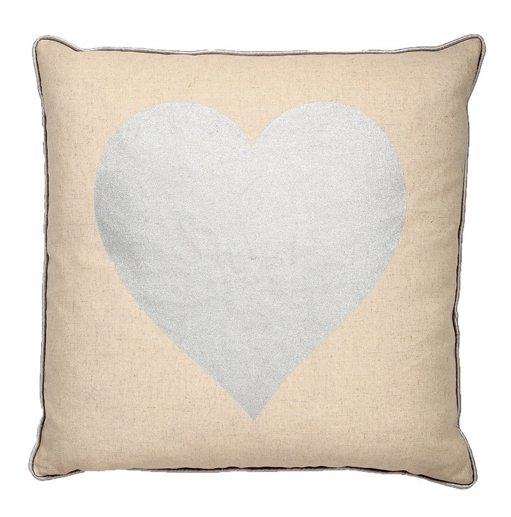 Coussin Love, Argent, L 18 po x L 18 po, Pillow Cover Only - No Insert