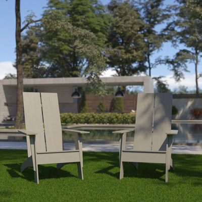 Balasi Modern Dual Slat Back Indoor/Outdoor Adirondack Style Chairs