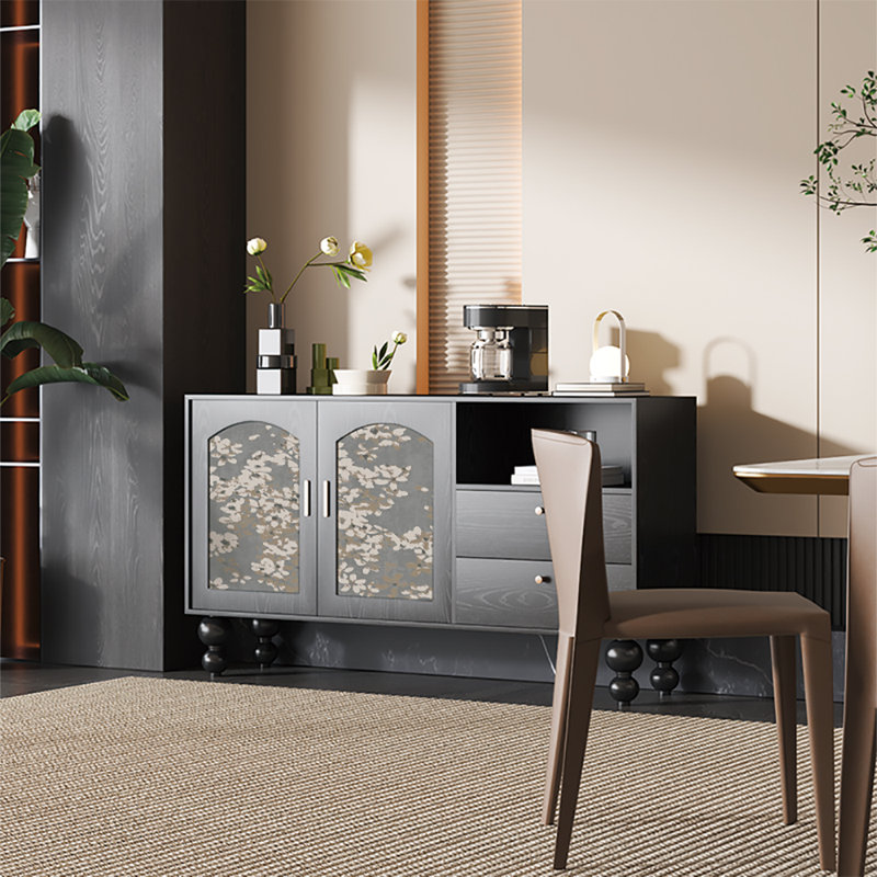 59.1in Storage Cabinet Sideboard, Black