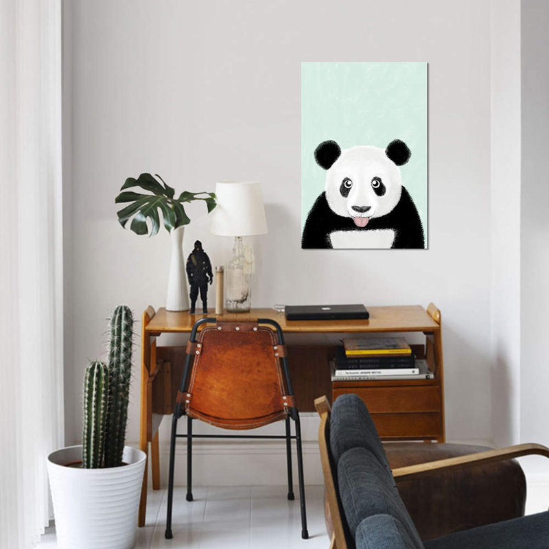 « jolie panda », impression sur toile tendue, H 26 po x l 18 po x P 1,5 po, Pas de tapis, Toile tendue