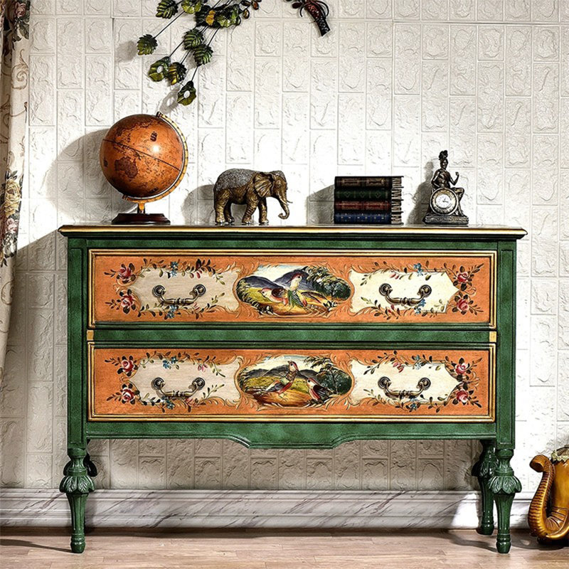 Console verte et bois manufacturé vert