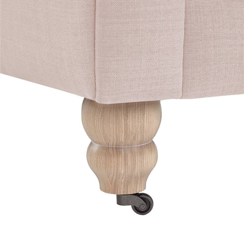 Fauteuil club Chesterfield en lin Elegance pour chambre Elina, Lin rose