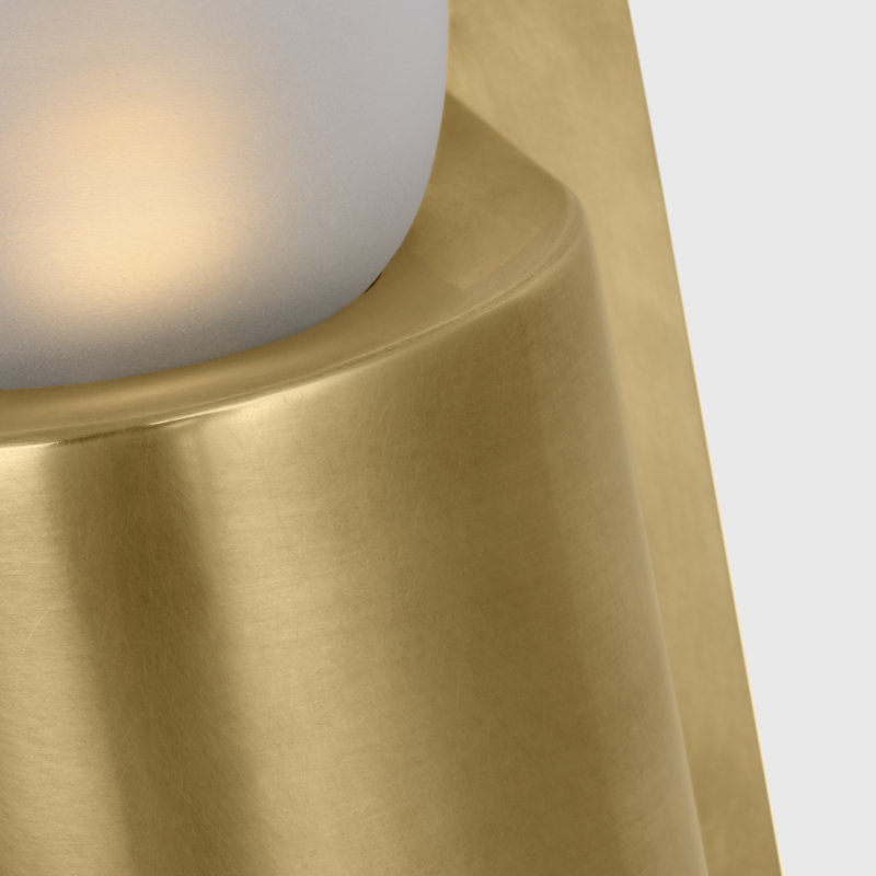 Kelly Wearstler Volver 2-light Large Double Sconce in Bronze with Clear Etched Glass shade, Antique Brass