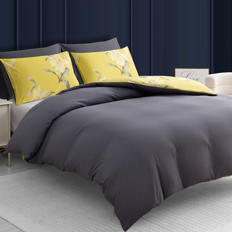 Premium Duvet Cover Set Double Brushed Microfiber Reversible With Zipper Closure & Corner Ties