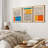 Abstract Vibrant Color Blocks " Mid-century Modern Multicolor Block Colorful Framed Abstract Geometric Canvas Print Wall Art " 3 - Pieces-75848670-75848669