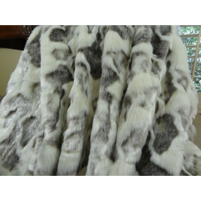 Thomas Collection® High-Low Ivory Gray Faux Fur Throw Blanket