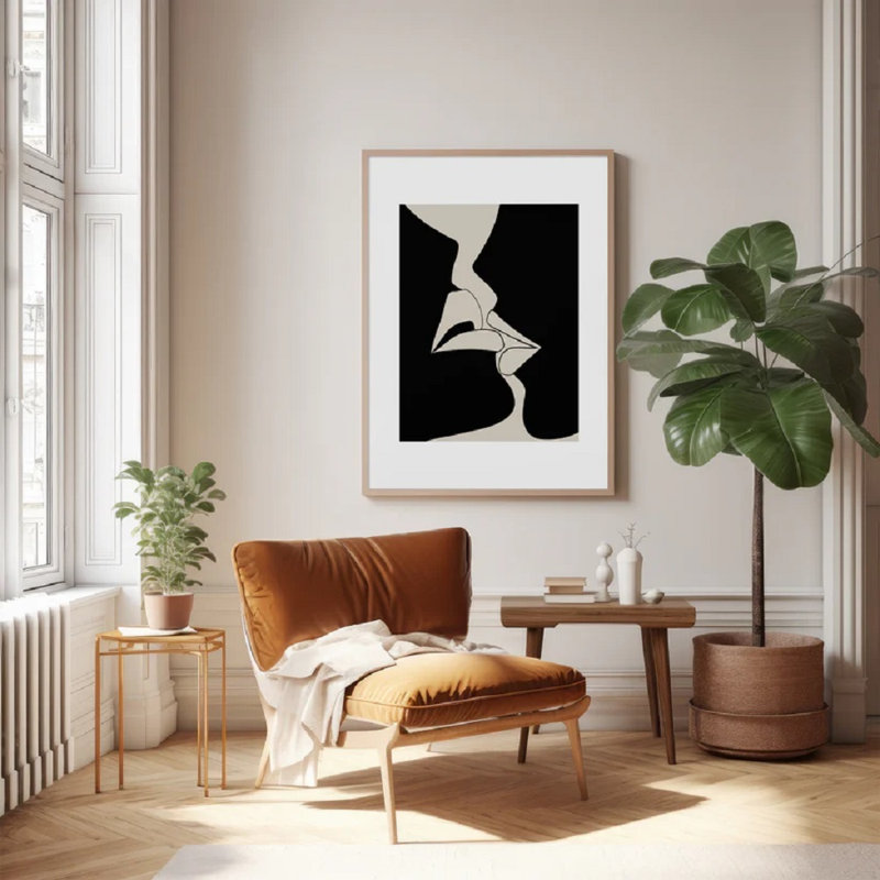 Abstract Kiss Print, 30cm Hx 21cm W