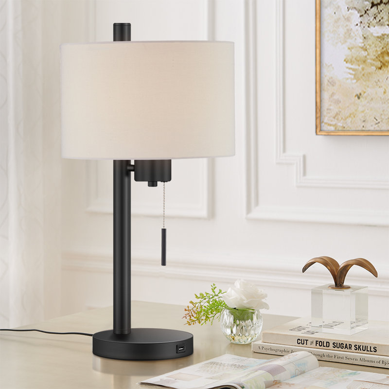 Lampe de table 23 po avec USB Jenn, Noir