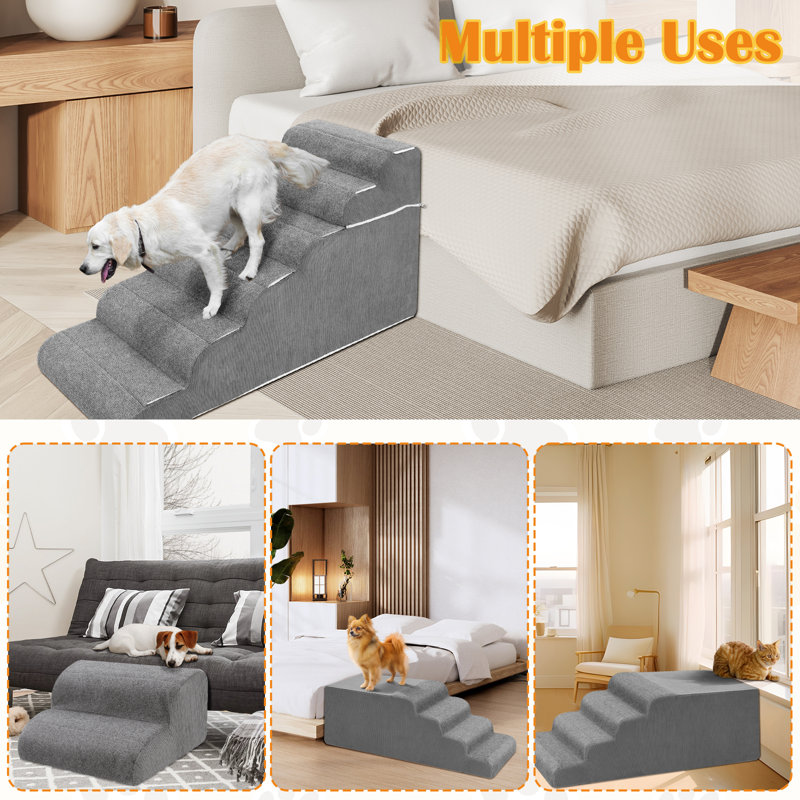 Rampes pour chien pour petits animaux de compagnie, marches antidérapantes en mousse pour animal de compagnie, avec housse amovible lavable