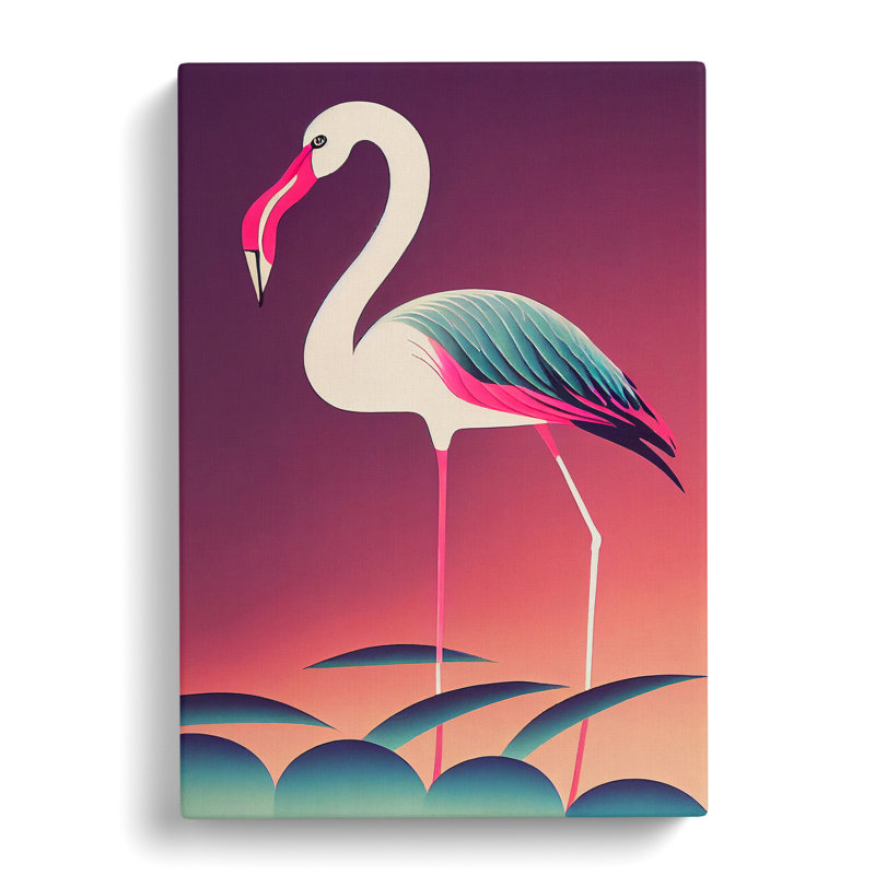 Art Deco Flamingo - Wrapped Canvas, 76cm H x 50cm W x 3cm D