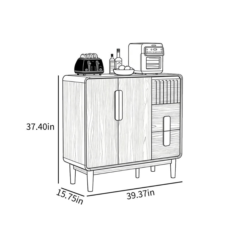 Armoire de rangement moderne, 37.4" H x 39.37" W x 15.75" D