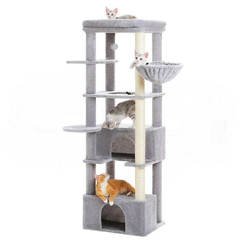 67" Cat Tree For Large Indoor Cats, Gray