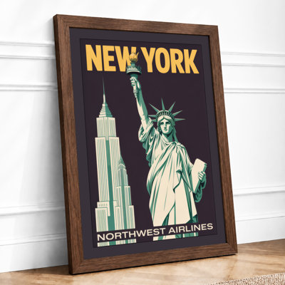 Postcard from Vintage New York Art Deco 1 Piece Single Picture Frame Wall Art