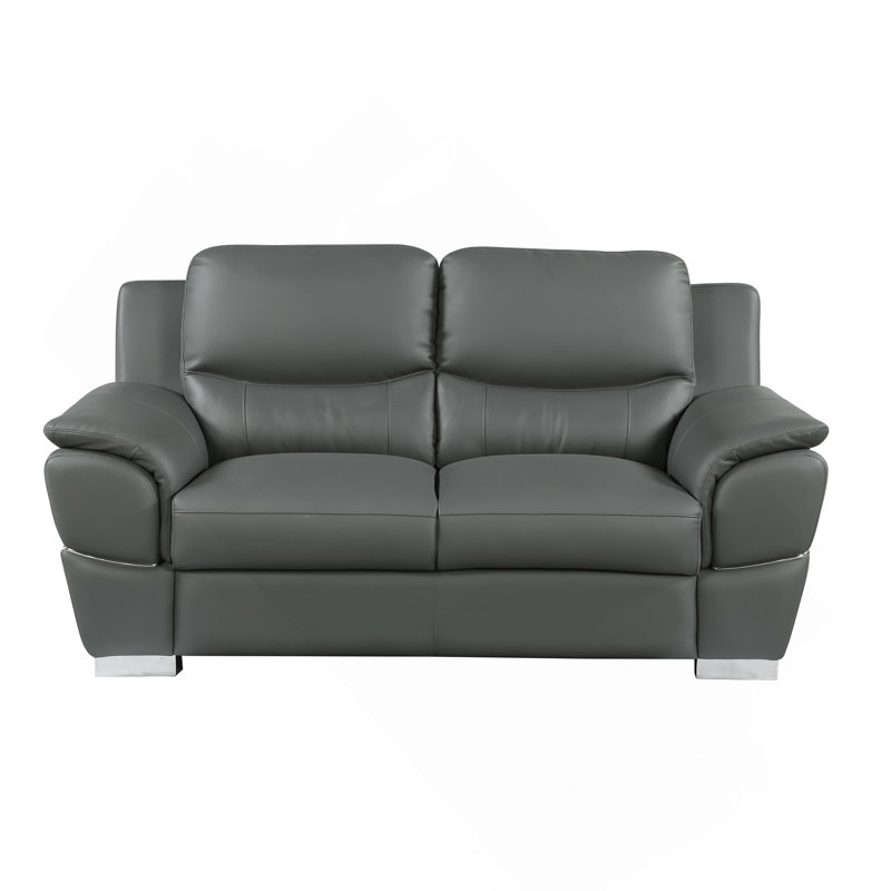 Causeuse en cuir véritable, Gris
