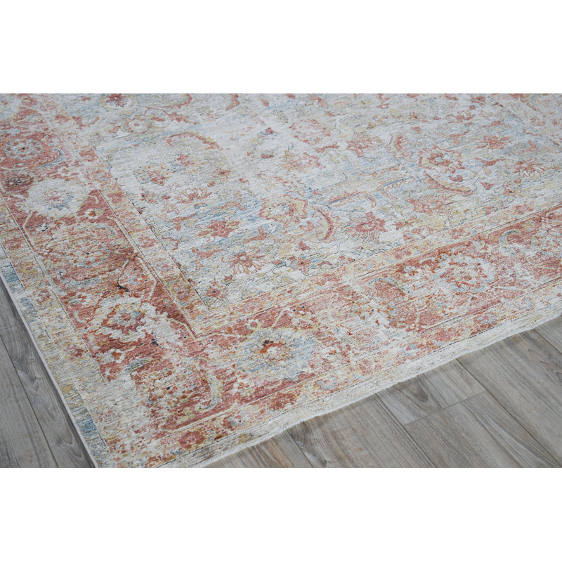 Antique Loom Blue/Rust Polyester powerloom Area Rug, Rectangle 12' x 15'