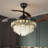 42-inch Black Crystal Ceiling Fan Light, Remote Control, Three-tone Lighting, K9 Crystal Lampshade