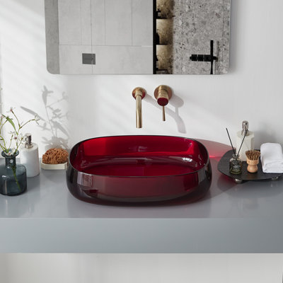 Lavabo de salle de bain vasque ovale en résine transparente 23 po x 15 po Pensen