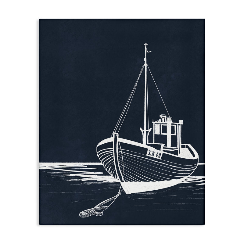 Art mural blanc sur toile voilier blanc par Leah Noel Art, H 48 po x l 36 po
